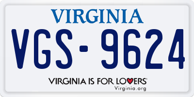 VA license plate VGS9624