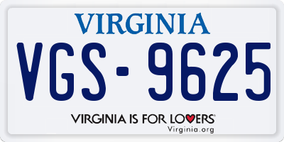 VA license plate VGS9625