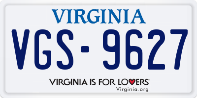 VA license plate VGS9627