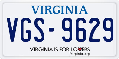 VA license plate VGS9629