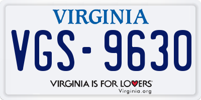 VA license plate VGS9630