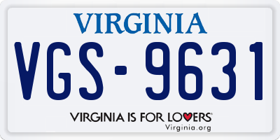 VA license plate VGS9631