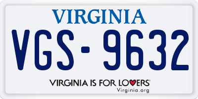 VA license plate VGS9632