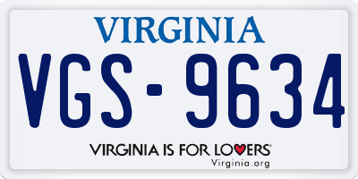 VA license plate VGS9634