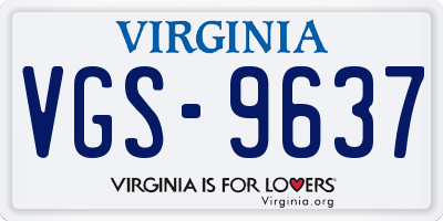 VA license plate VGS9637