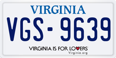 VA license plate VGS9639