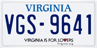VA license plate VGS9641