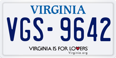 VA license plate VGS9642