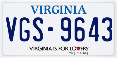 VA license plate VGS9643