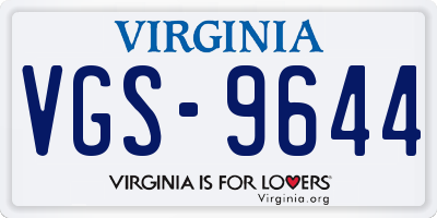 VA license plate VGS9644