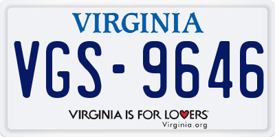 VA license plate VGS9646