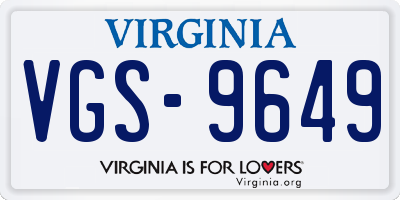 VA license plate VGS9649