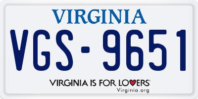 VA license plate VGS9651