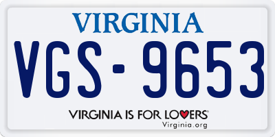 VA license plate VGS9653