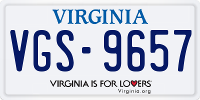 VA license plate VGS9657