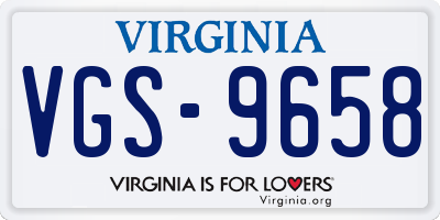 VA license plate VGS9658