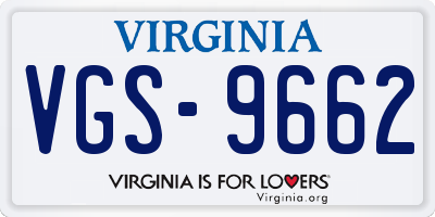 VA license plate VGS9662