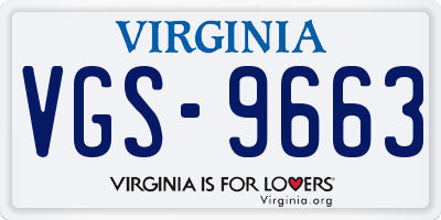 VA license plate VGS9663