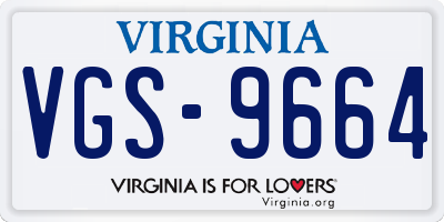 VA license plate VGS9664
