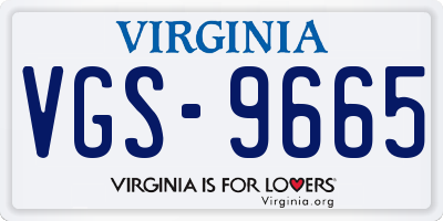 VA license plate VGS9665