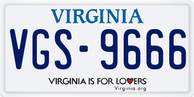 VA license plate VGS9666