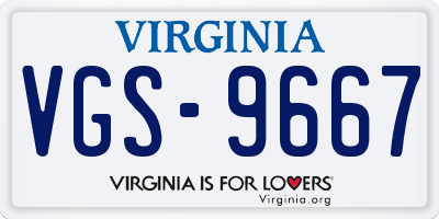 VA license plate VGS9667