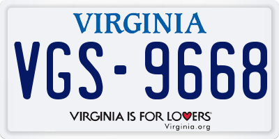 VA license plate VGS9668
