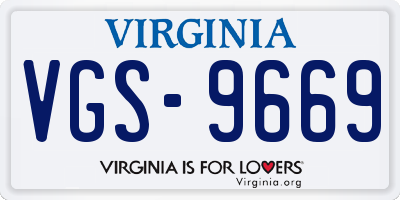 VA license plate VGS9669