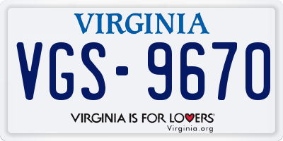 VA license plate VGS9670