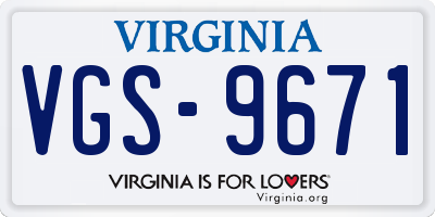 VA license plate VGS9671