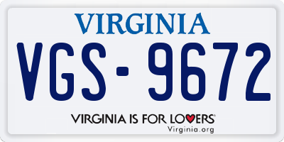 VA license plate VGS9672
