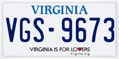 VA license plate VGS9673