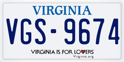 VA license plate VGS9674