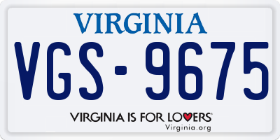 VA license plate VGS9675