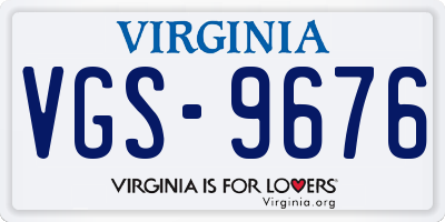 VA license plate VGS9676