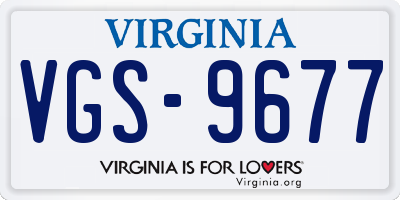 VA license plate VGS9677