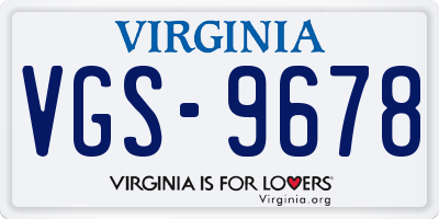 VA license plate VGS9678