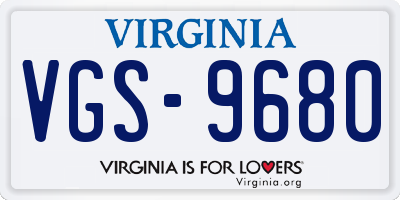 VA license plate VGS9680