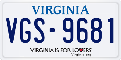 VA license plate VGS9681