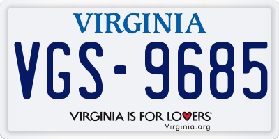 VA license plate VGS9685