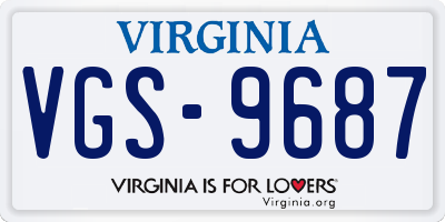 VA license plate VGS9687