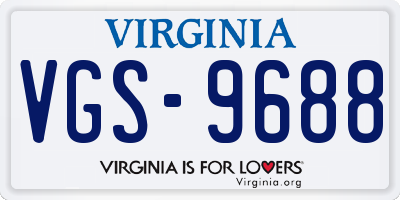 VA license plate VGS9688