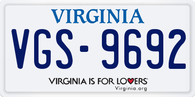 VA license plate VGS9692