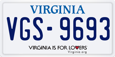 VA license plate VGS9693