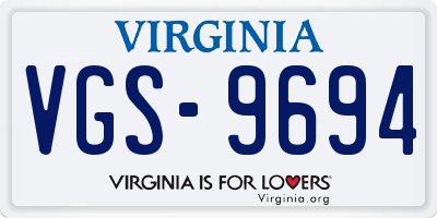 VA license plate VGS9694