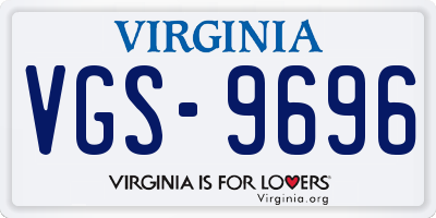 VA license plate VGS9696
