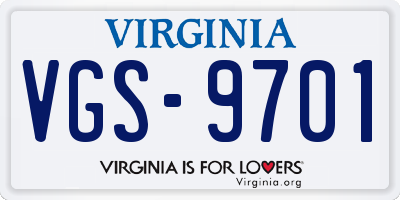 VA license plate VGS9701