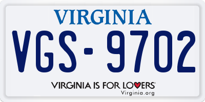 VA license plate VGS9702