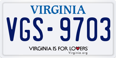 VA license plate VGS9703