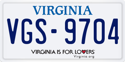 VA license plate VGS9704